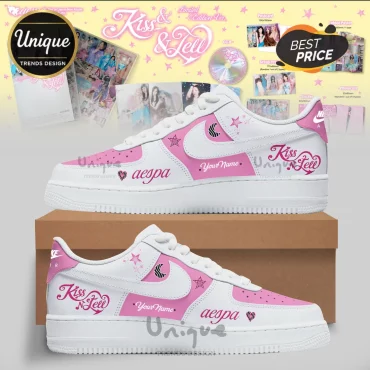 aespa Kiss N Tell Pink Custom AF1 Sneakers