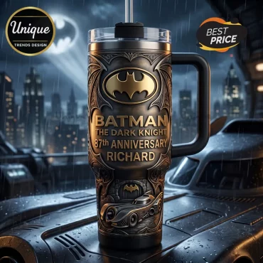 Batman Dark Knight 87th Anniversary Embossed Stainless Steel Tumbler