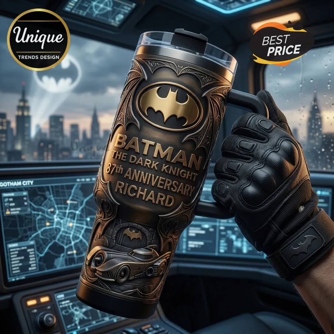 Batman Dark Knight 87th Anniversary Embossed Stainless Steel Tumbler Batman Dark Knight 87th Anniversary Embossed Stainless Steel Tumbler