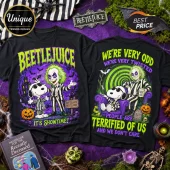 Beetlejuice x Snoopy Halloween Masquerade Black T-Shirt