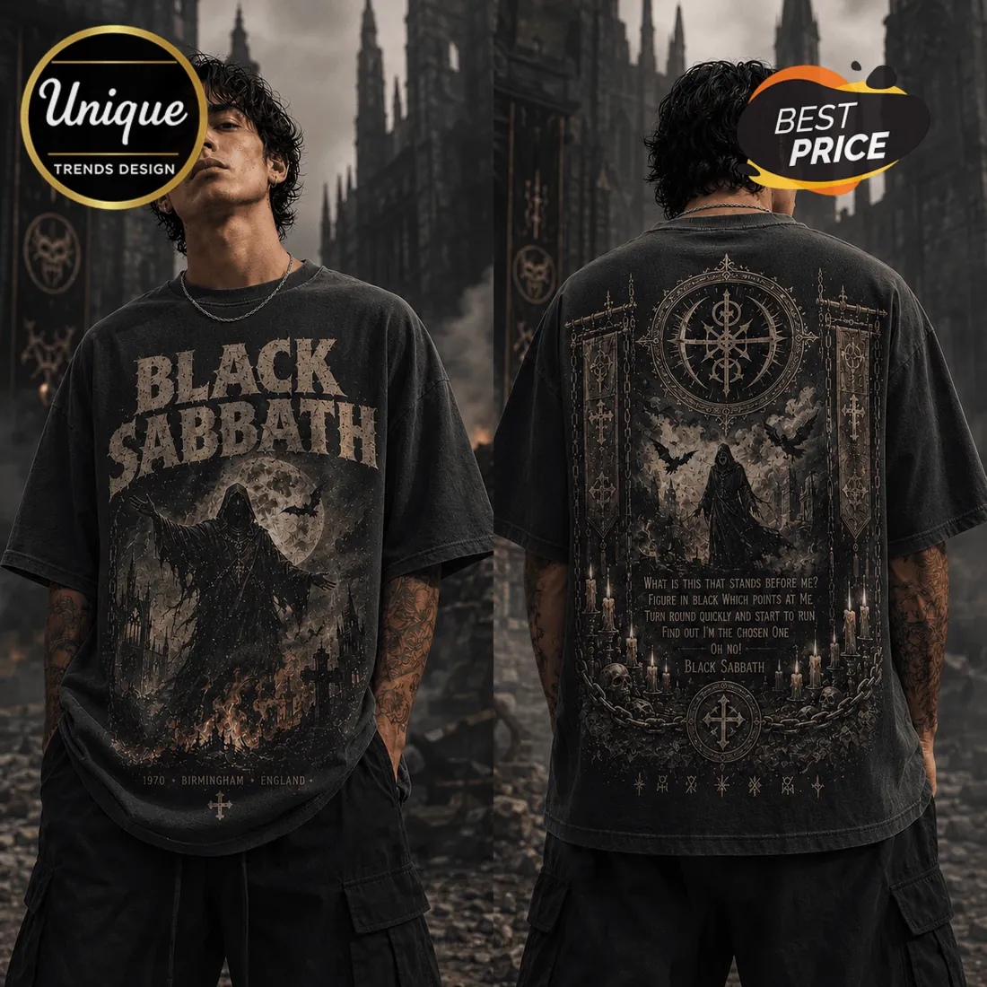 Black Sabbath 1970 Birmingham Heavy Cotton T-Shirt Black Sabbath 1970 Birmingham Heavy Cotton T-Shirt