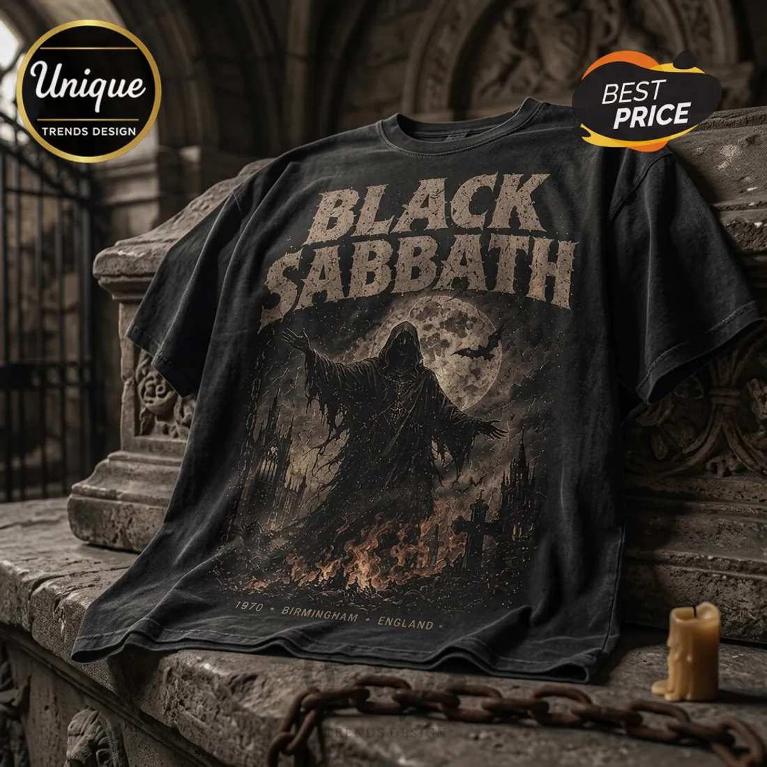 Black Sabbath 1970 Birmingham Heavy Cotton T-Shirt Black Sabbath 1970 Birmingham Heavy Cotton T-Shirt