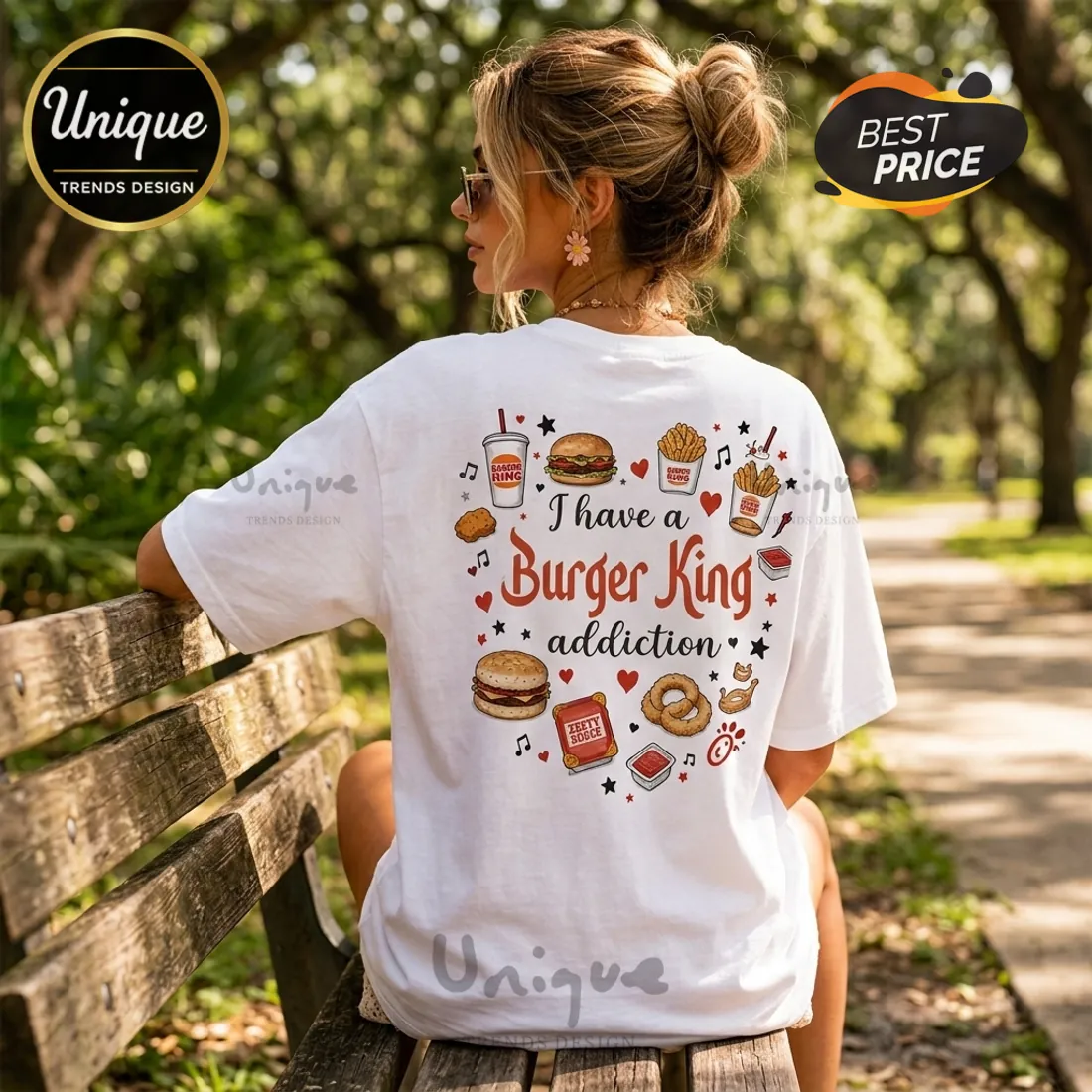 Burger King Heartbeat and Fast Food White T-Shirt Burger King Heartbeat and Fast Food White T-Shirt