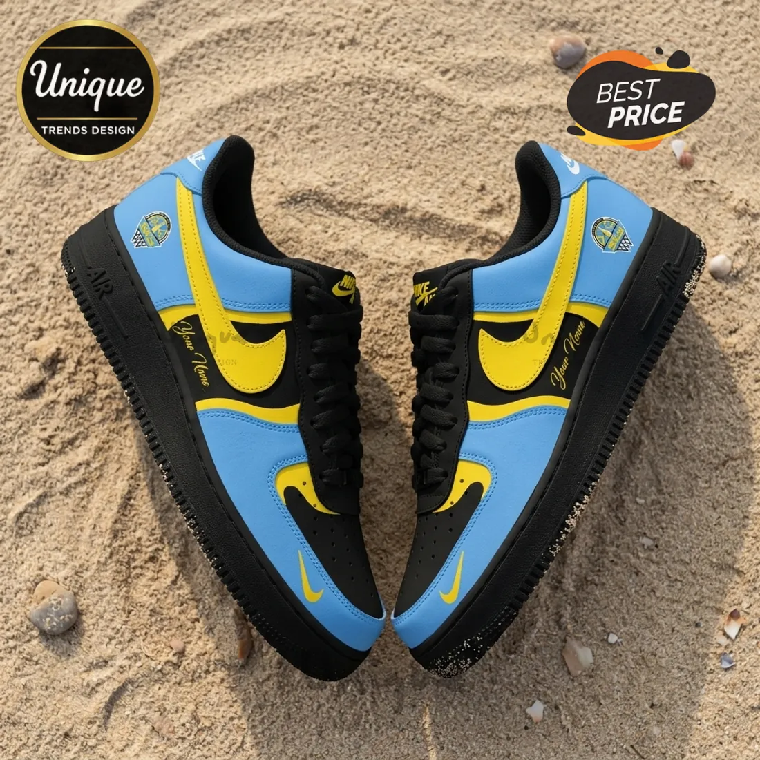 Chicago Sky WNBA Black and Blue Custom Air Force 1 Sneakers Chicago Sky WNBA Black and Blue Custom Air Force 1 Sneakers