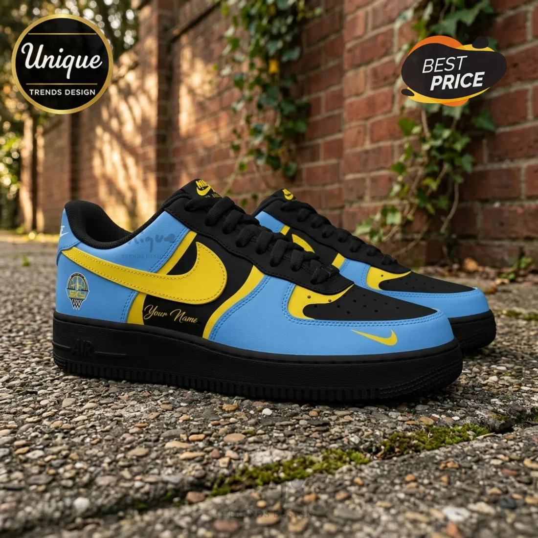 Chicago Sky WNBA Black and Blue Custom Air Force 1 Sneakers Chicago Sky WNBA Black and Blue Custom Air Force 1 Sneakers