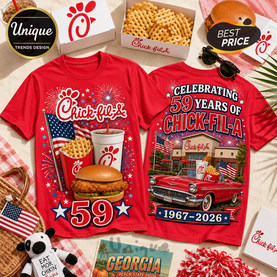 Chick-fil-A 59th Anniversary Red T-Shirt Chick-fil-A 59th Anniversary Red T-Shirt