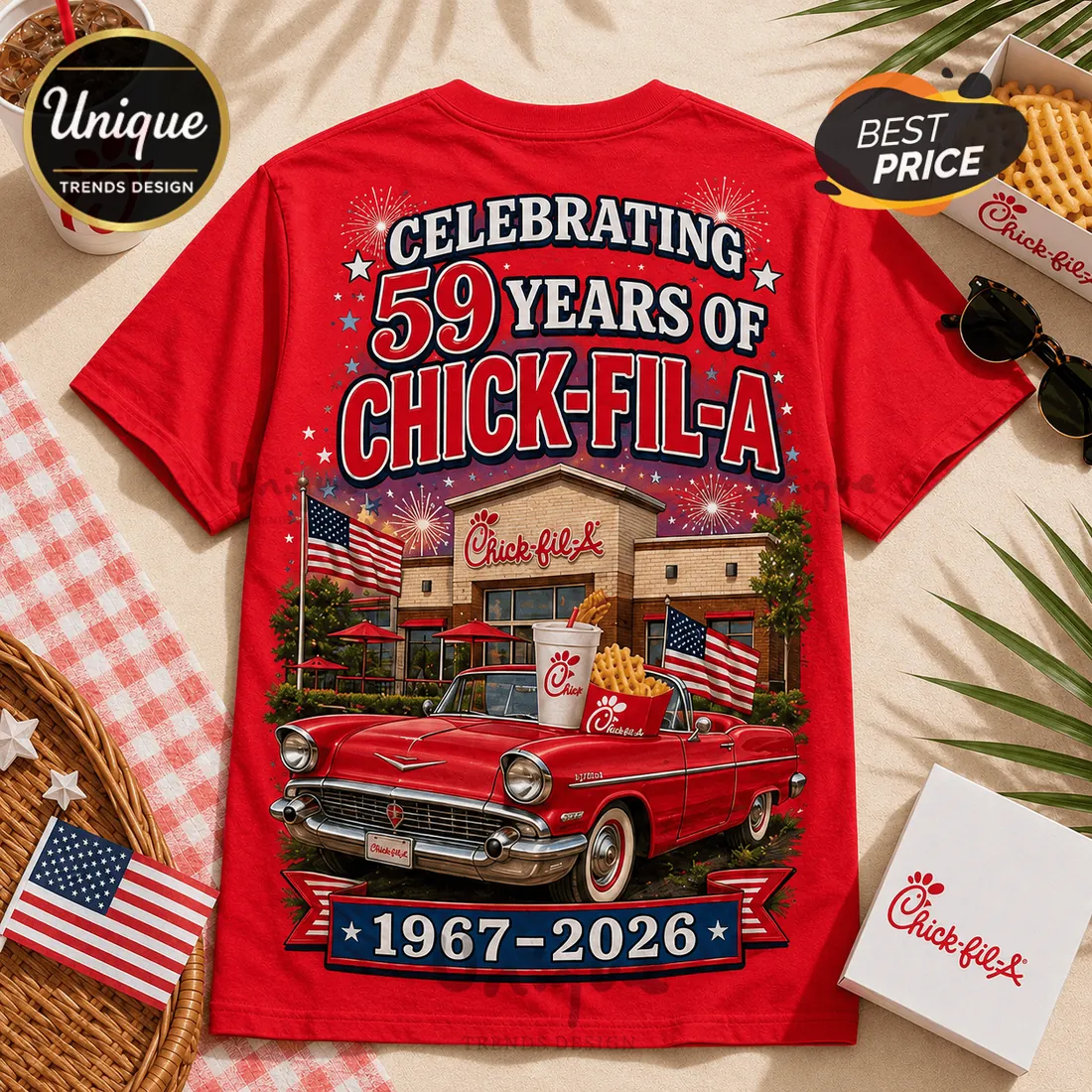 Chick-fil-A 59th Anniversary Red T-Shirt Chick-fil-A 59th Anniversary Red T-Shirt