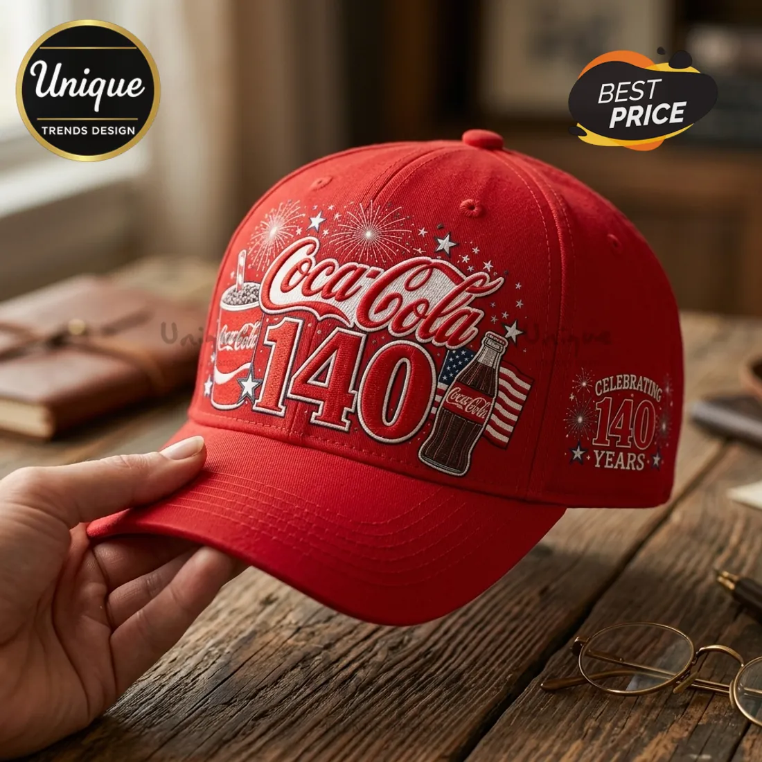 Coca Cola 140th Anniversary Red Baseball Cap Coca Cola 140th Anniversary Red Baseball Cap