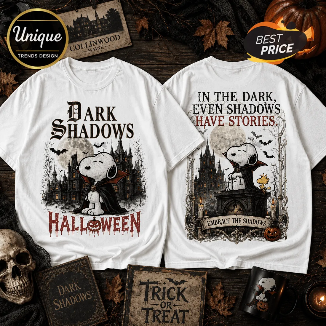 Dark Shadows Snoopy Halloween Cotton T-Shirt Dark Shadows Snoopy Halloween Cotton T-Shirt