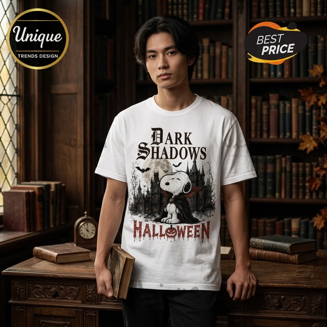 Dark Shadows Snoopy Halloween Cotton T-Shirt Dark Shadows Snoopy Halloween Cotton T-Shirt