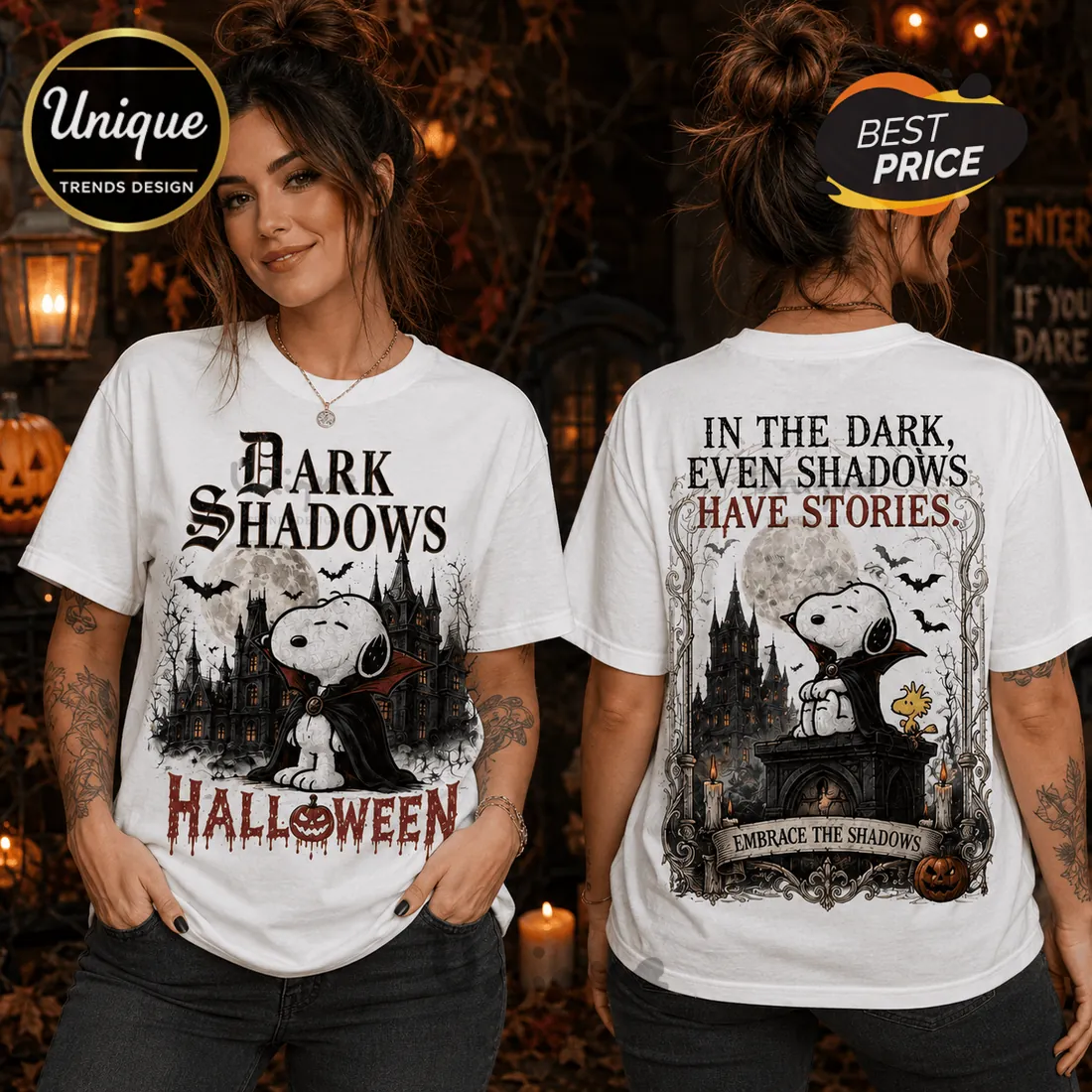 Dark Shadows Snoopy Halloween Cotton T-Shirt Dark Shadows Snoopy Halloween Cotton T-Shirt