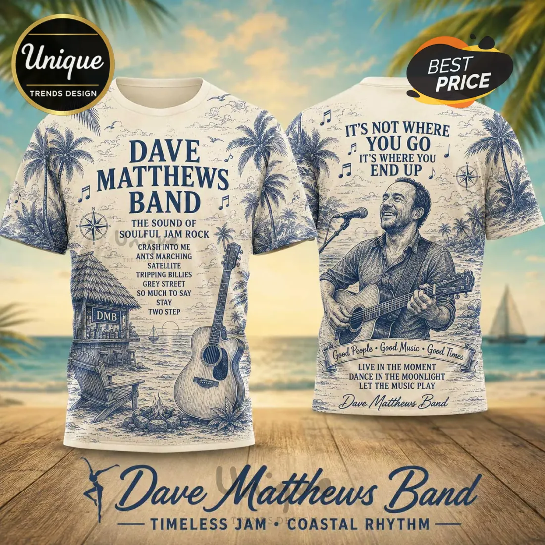 Dave Matthews Band Blue Coastal T-Shirt 2026 Dave Matthews Band Blue Coastal T-Shirt 2026