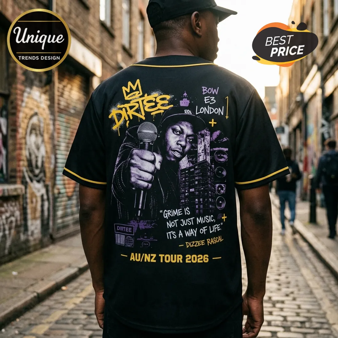 Dizzee Rascal We Want Bass 2026 Black Music Tour Baseball Jersey Dizzee Rascal We Want Bass 2026 Black Music Tour Baseball Jersey
