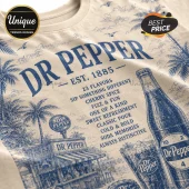 Dr Pepper Vintage Logo Blue Limited Edition T-Shirt featuring a blue ink illustration on a cream fabric background.