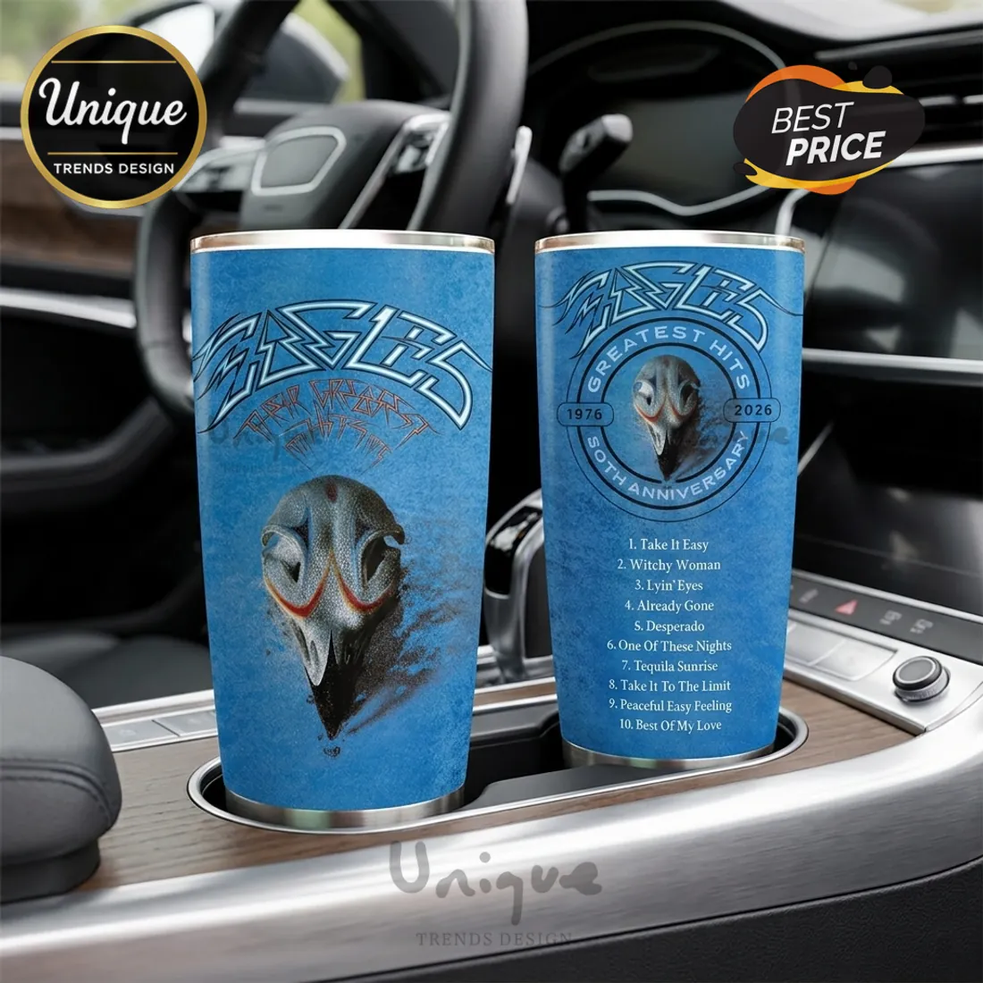 Eagles Greatest Hits 1976-2026 Blue Stainless Steel Tumbler Eagles Greatest Hits 1976-2026 Blue Stainless Steel Tumbler