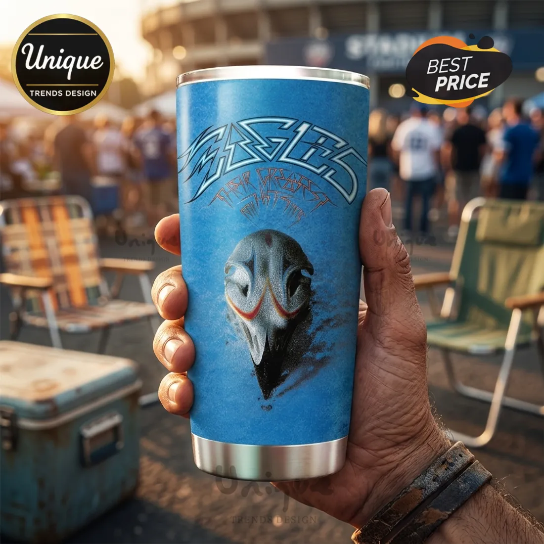 Eagles Greatest Hits 1976-2026 Blue Stainless Steel Tumbler Eagles Greatest Hits 1976-2026 Blue Stainless Steel Tumbler