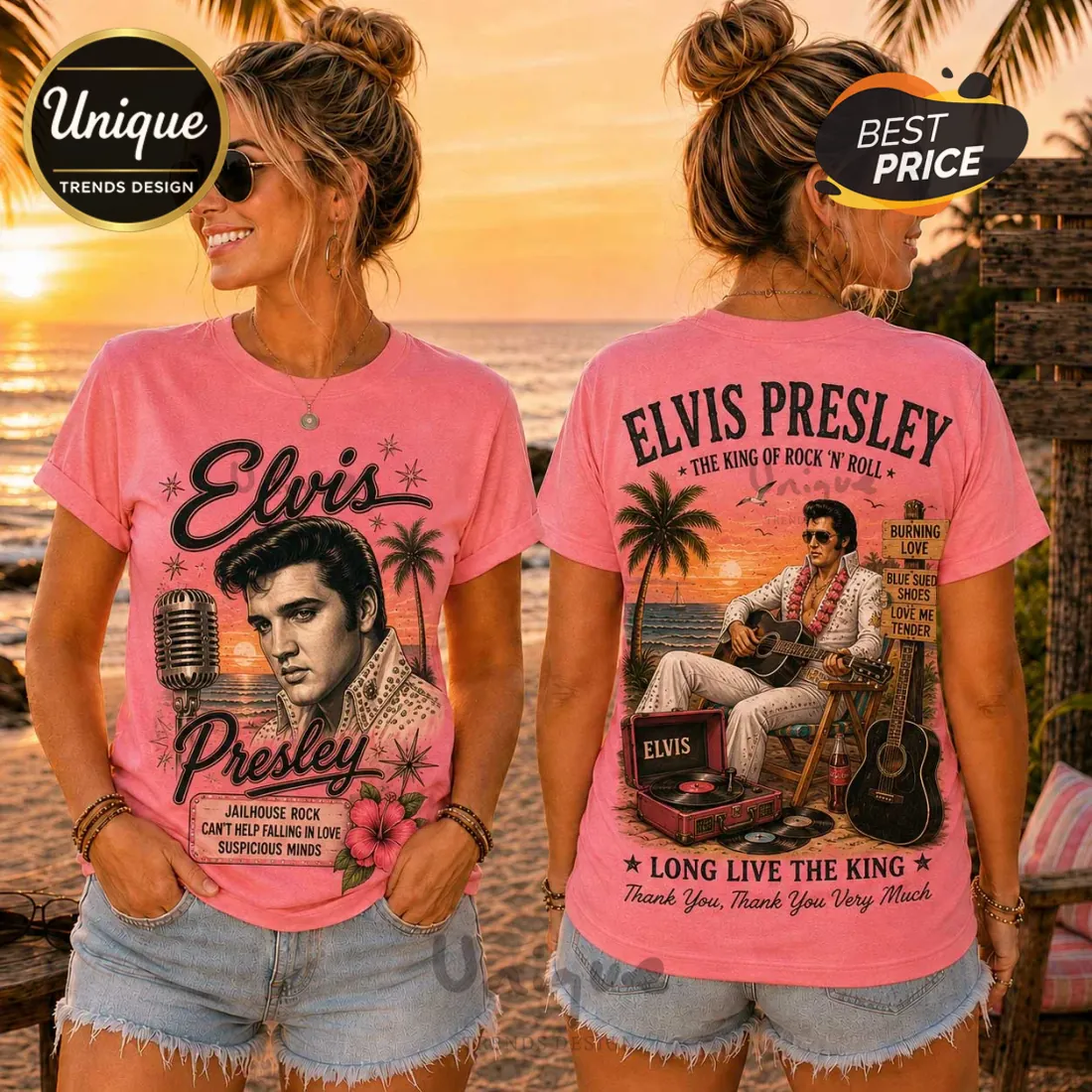 Elvis Presley Premium Pink T-Shirt Elvis Presley Premium Pink T-Shirt
