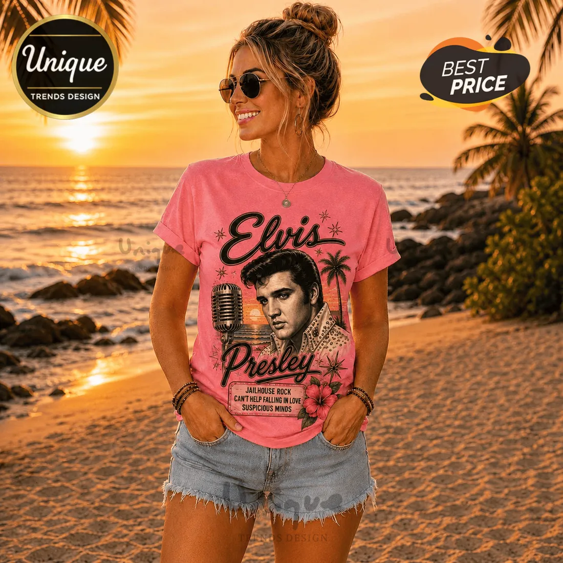 Elvis Presley Premium Pink T-Shirt Elvis Presley Premium Pink T-Shirt