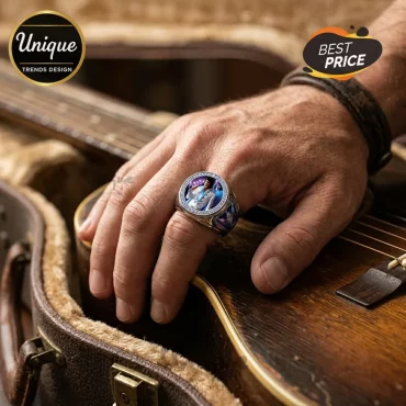 Elvis Presley TCB Engraved Stainless Steel Ring
