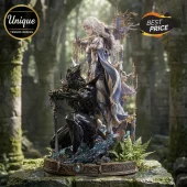 Final Fantasy IV 35th Anniversary Diorama Statue featuring Cecil Harvey in Paladin and Dark Knight forms on stone base.