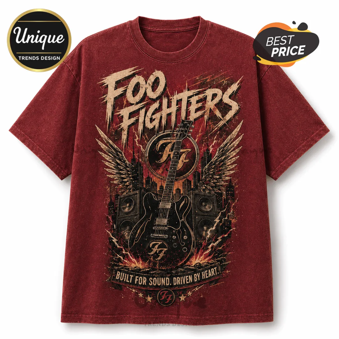 Foo Fighters 95 Distressed Red T-Shirt Foo Fighters 95 Distressed Red T-Shirt