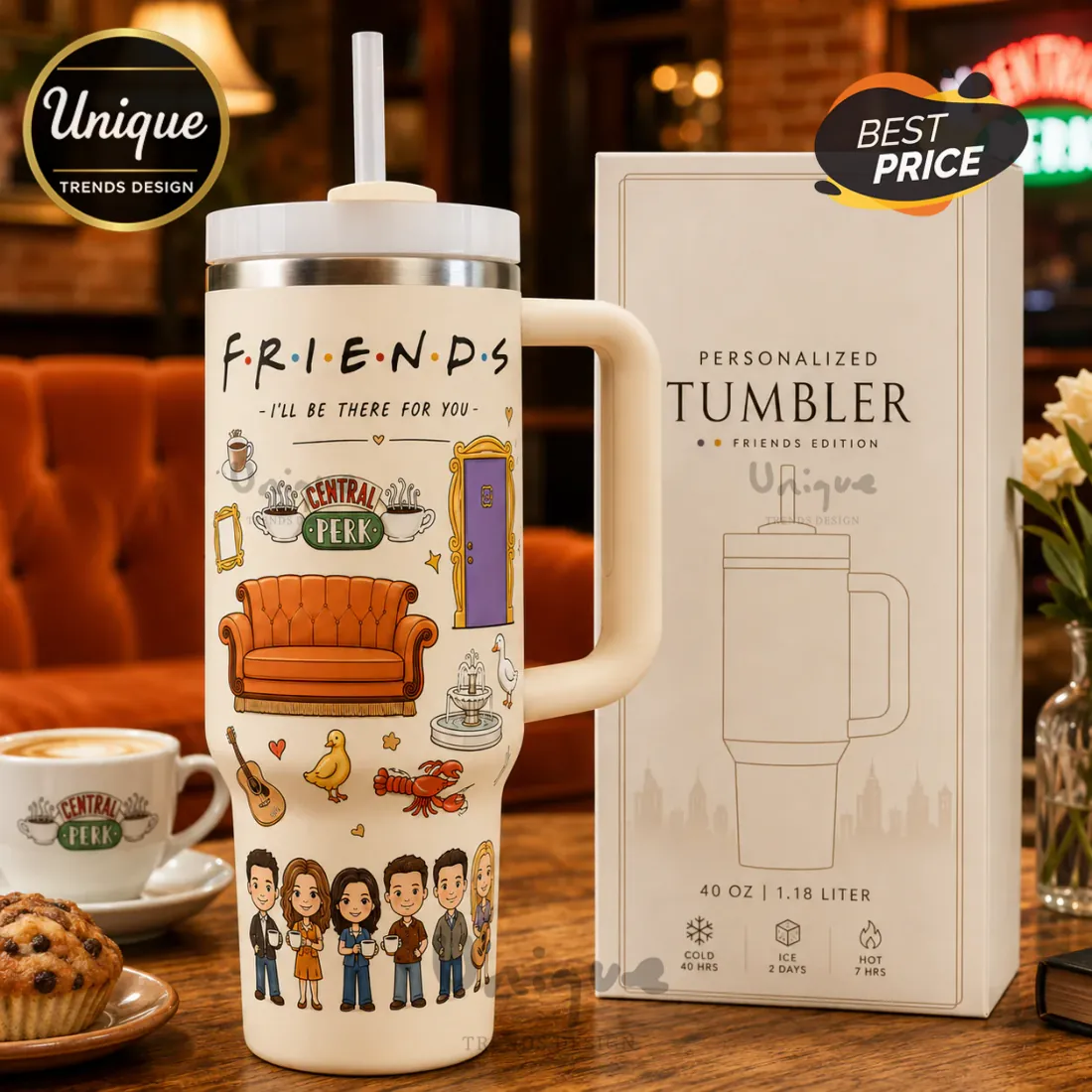 Friends Central Perk 40oz Stainless Steel Tumbler Friends Central Perk 40oz Stainless Steel Tumbler