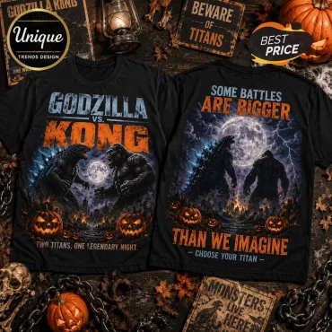 Godzilla vs Kong Halloween 2026 Black T-Shirt