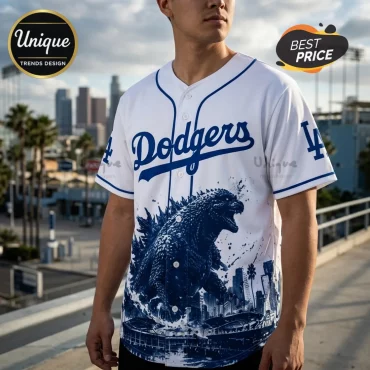 Godzilla x Los Angeles Dodgers Limited Edition Baseball Jersey