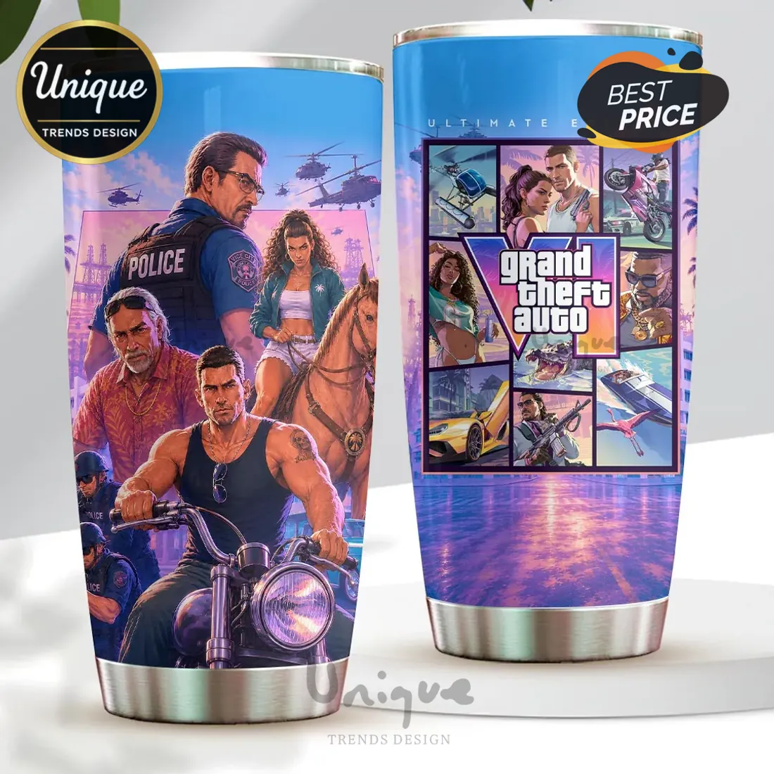 Grand Theft Auto VI Vice City Stainless Steel Tumbler Grand Theft Auto VI Vice City Stainless Steel Tumbler