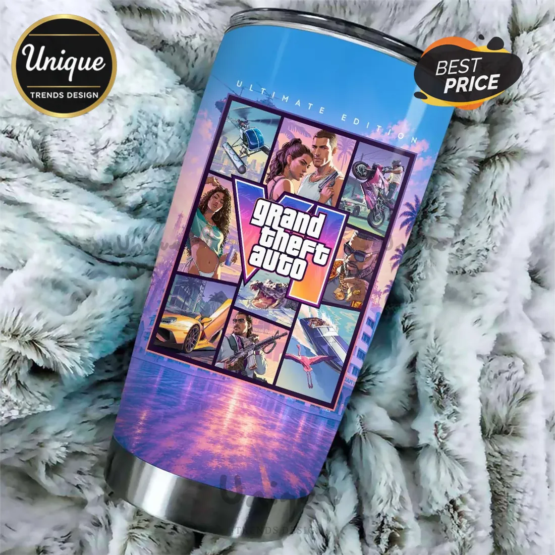 Grand Theft Auto VI Vice City Stainless Steel Tumbler Grand Theft Auto VI Vice City Stainless Steel Tumbler