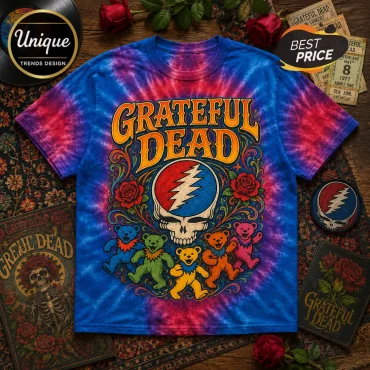 Grateful Dead Skull and Roses Tie Dye T-Shirt