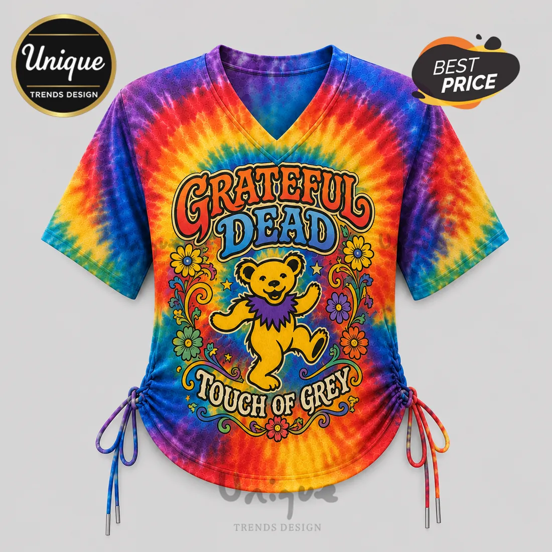 Grateful Dead Touch of Grey Tie Dye Lace-Up Jersey Grateful Dead Touch of Grey Tie Dye Lace-Up Jersey