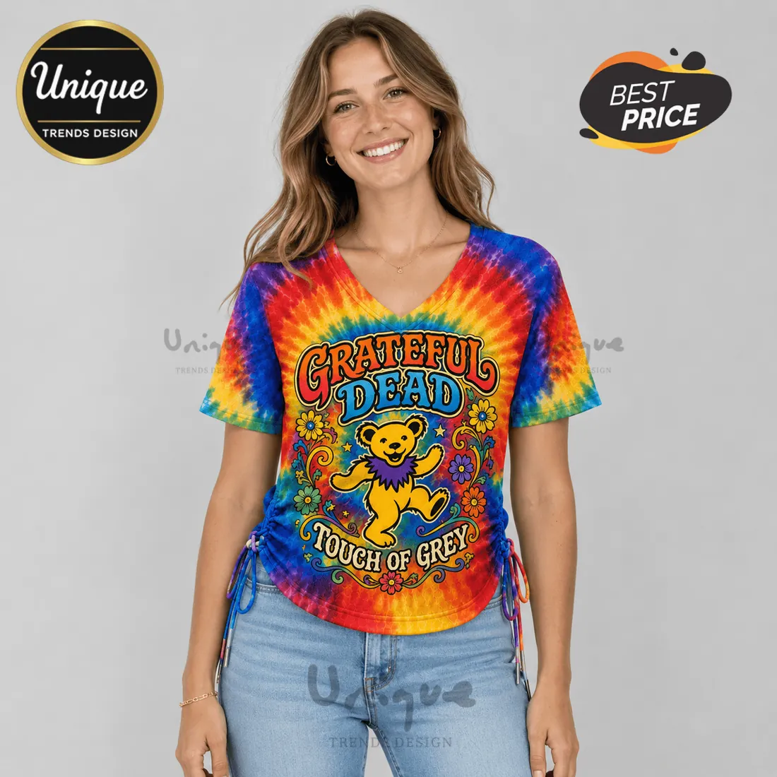 Grateful Dead Touch of Grey Tie Dye Lace-Up Jersey Grateful Dead Touch of Grey Tie Dye Lace-Up Jersey