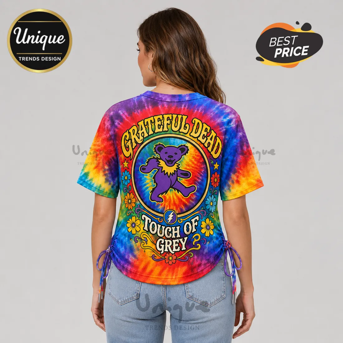 Grateful Dead Touch of Grey Tie Dye Lace-Up Jersey Grateful Dead Touch of Grey Tie Dye Lace-Up Jersey