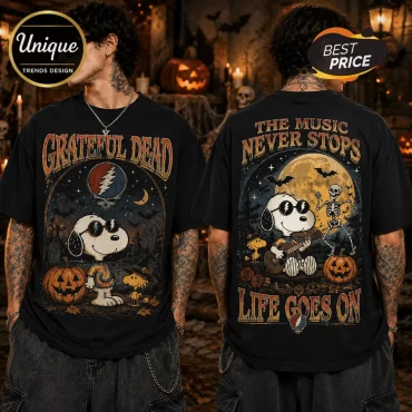 Grateful Dead x Snoopy Halloween The Music Never Stops T-Shirt