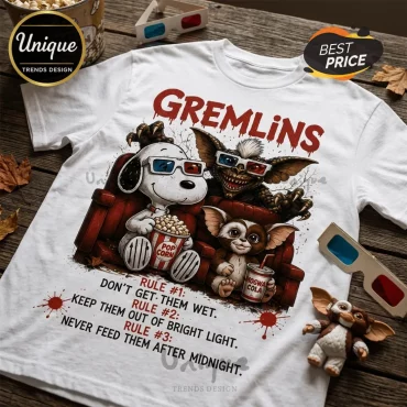 Gremlins x Snoopy Movie Night Halloween T-Shirt