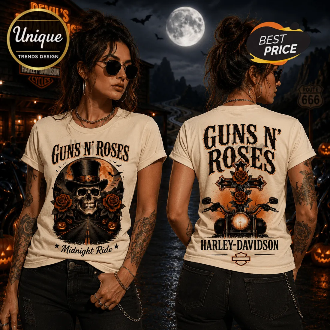 Guns N’ Roses x Harley-Davidson Halloween Skull T-Shirt Guns N’ Roses x Harley-Davidson Halloween Skull T-Shirt