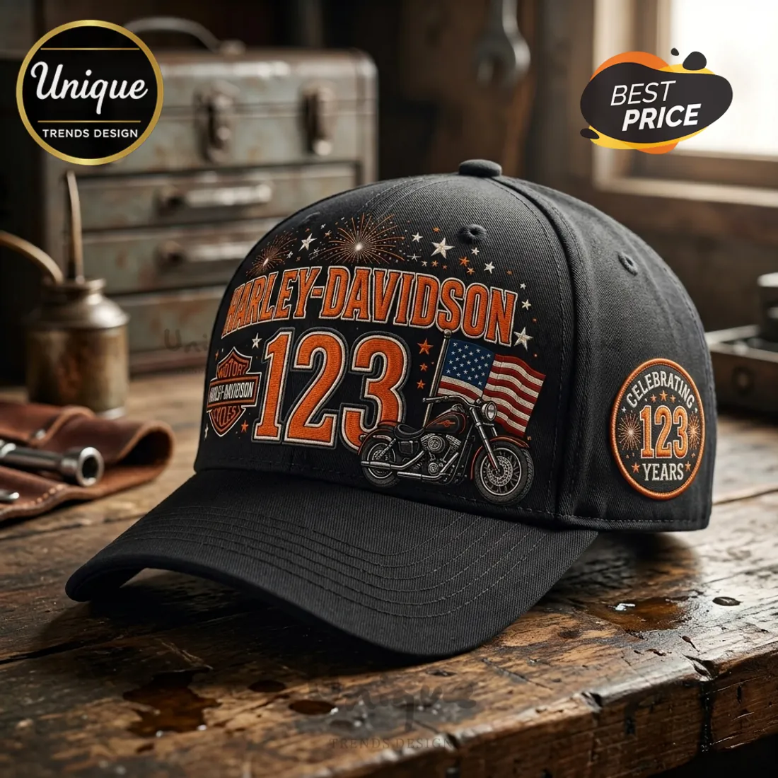 Harley-Davidson 123rd Anniversary Black Baseball Cap Harley-Davidson 123rd Anniversary Black Baseball Cap