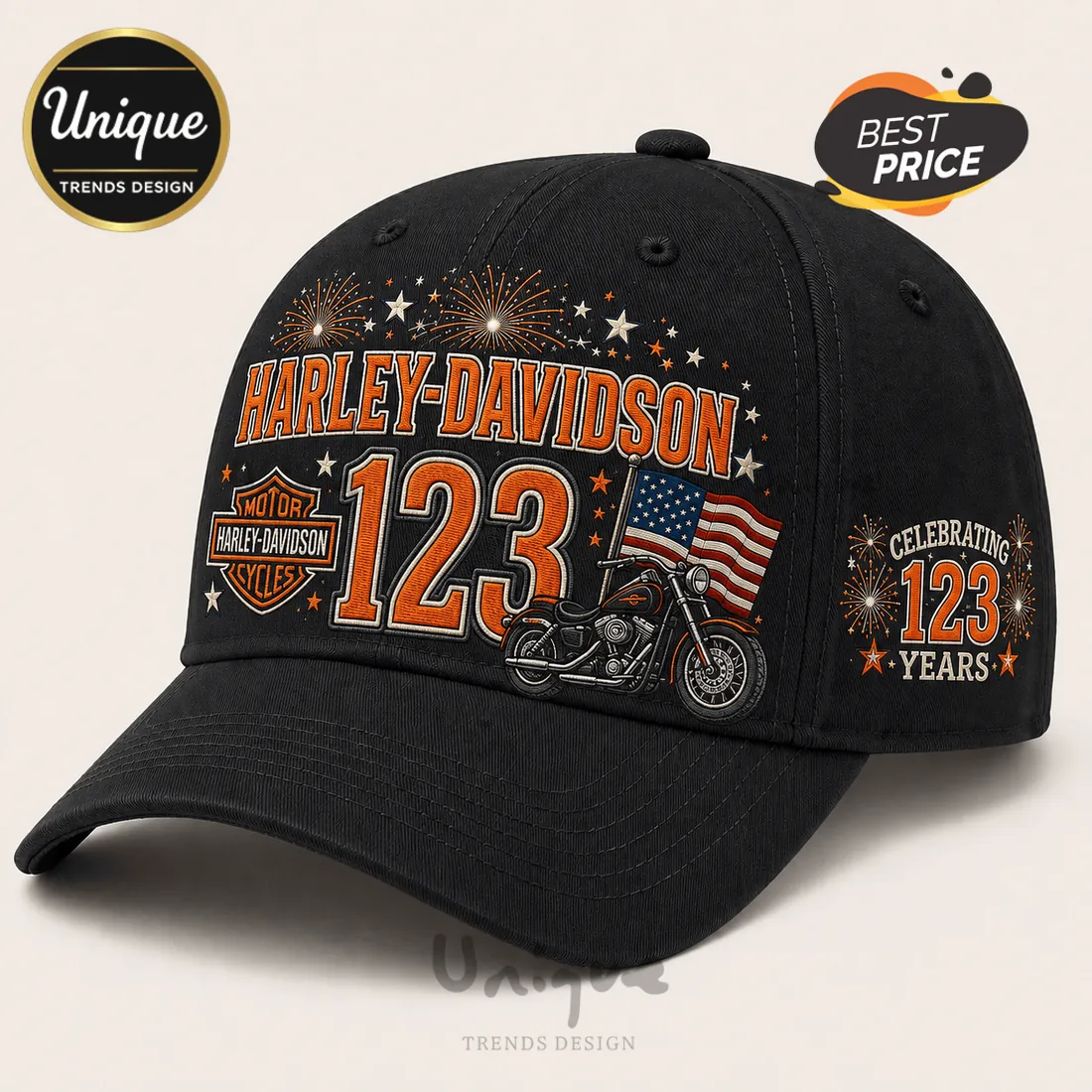 Harley-Davidson 123rd Anniversary Black Baseball Cap Harley-Davidson 123rd Anniversary Black Baseball Cap