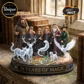 Harry Potter 25th anniversary resin statue featuring Hagrid, Harry, Hermione, Ron, Dumbledore, McGonagall, and five patroni.!