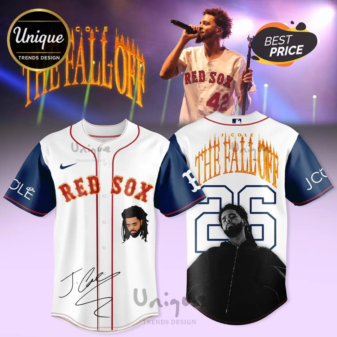 J Cole The Fall Off Tour Boston Red Sox Signature Jersey J Cole The Fall Off Tour Boston Red Sox Signature Jersey