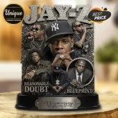 Jay-Z commemorative plaque with multiple portraits, black and white aesthetic, and 30th Anniversary metal base plate.!