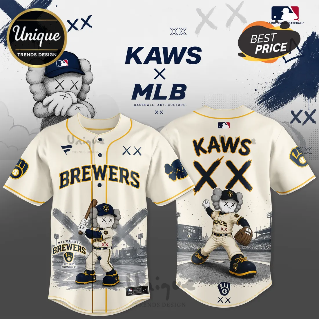 KAWS x Milwaukee Brewers 2026 Edition Baseball Jersey KAWS x Milwaukee Brewers 2026 Edition Baseball Jersey