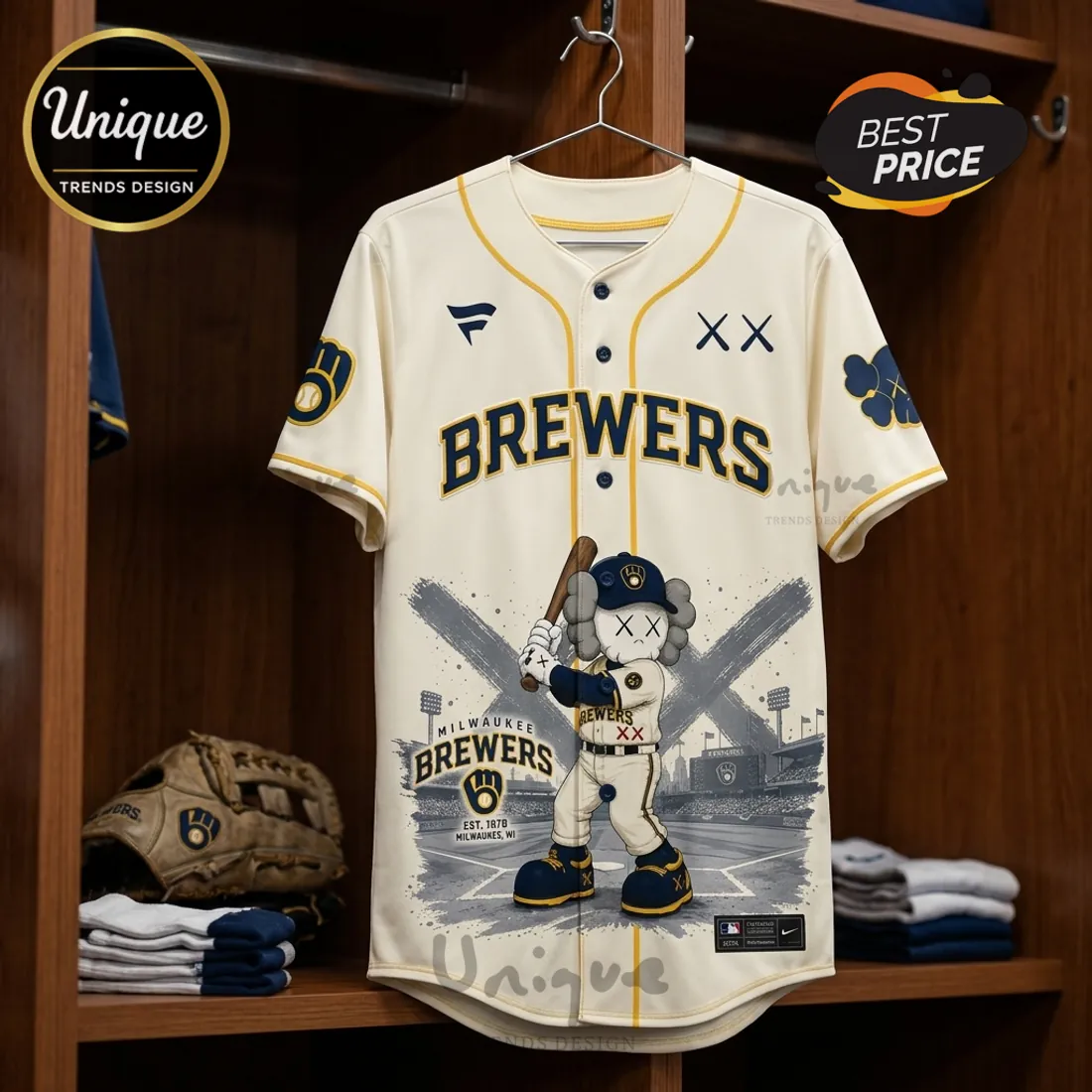 KAWS x Milwaukee Brewers 2026 Edition Baseball Jersey KAWS x Milwaukee Brewers 2026 Edition Baseball Jersey
