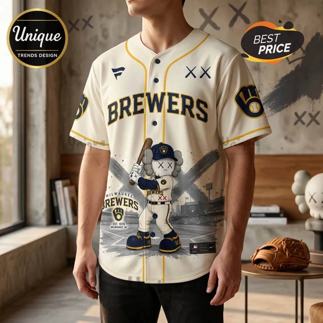 KAWS x Milwaukee Brewers 2026 Edition Baseball Jersey KAWS x Milwaukee Brewers 2026 Edition Baseball Jersey