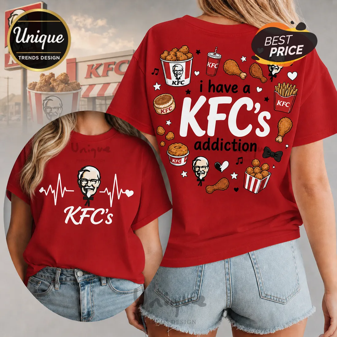 KFC Heartbeat Fast Food Logo T-Shirt KFC Heartbeat Fast Food Logo T-Shirt