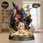 Kingdom Hearts 25th Anniversary Acrylic Plaque featuring anime characters in black cloaks, a glowing book, and golden light.
