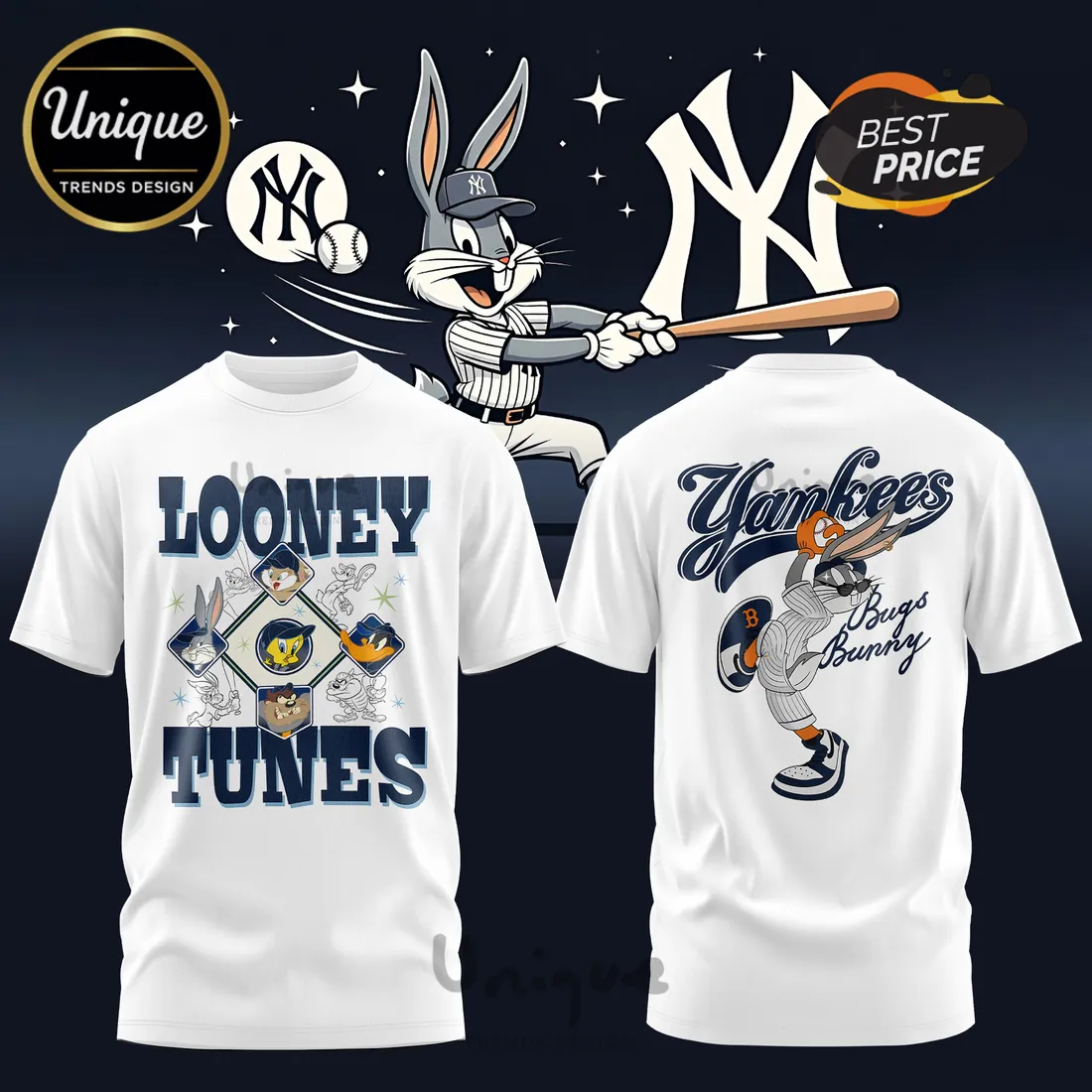Looney Tunes x New York Yankees Bugs Bunny White Shirt Looney Tunes x New York Yankees Bugs Bunny White Shirt