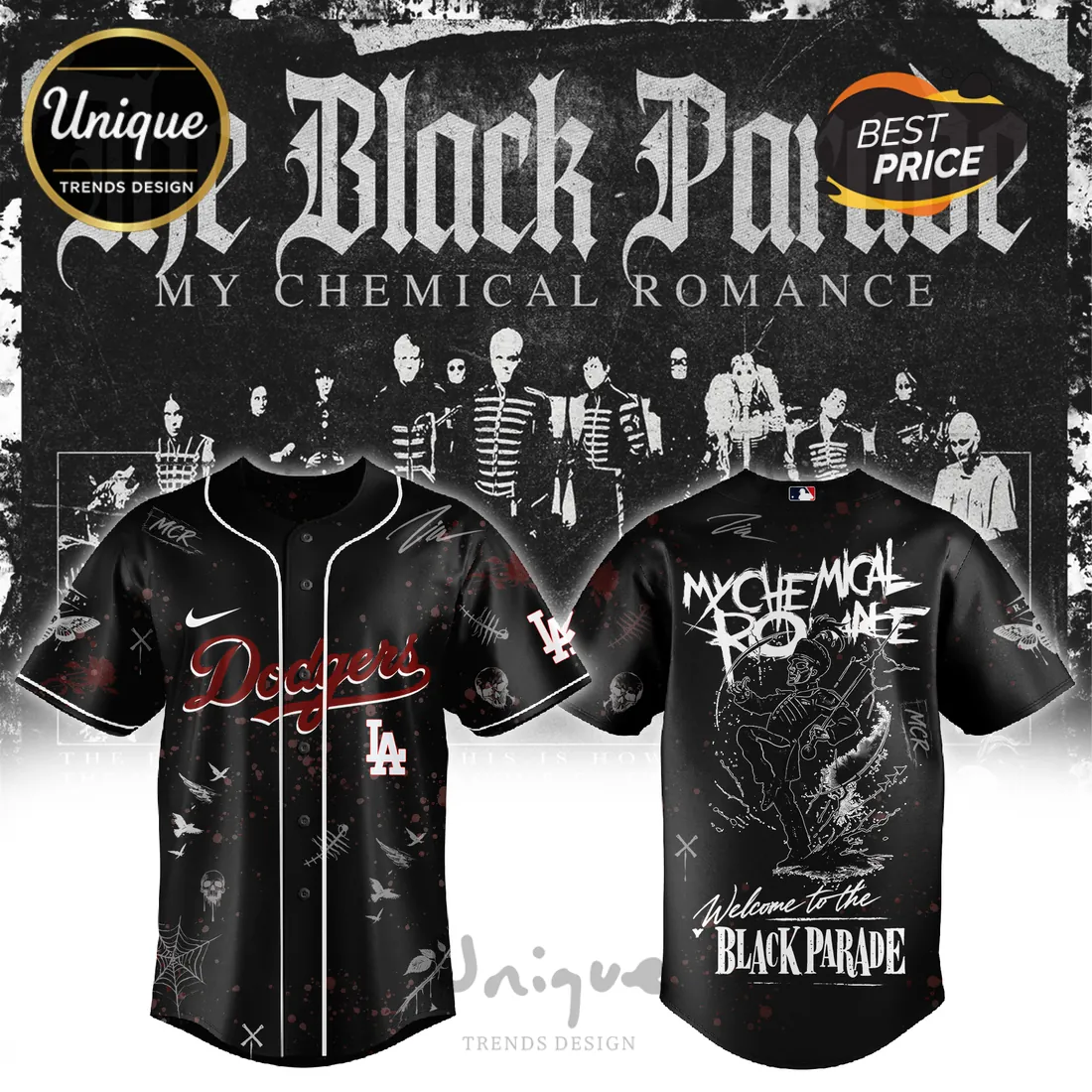 Los Angeles Dodgers x My Chemical Romance The Black Parade Jersey Los Angeles Dodgers x My Chemical Romance The Black Parade Jersey