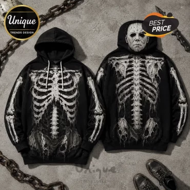 Michael Myers Skeleton Halloween Black Hoodie